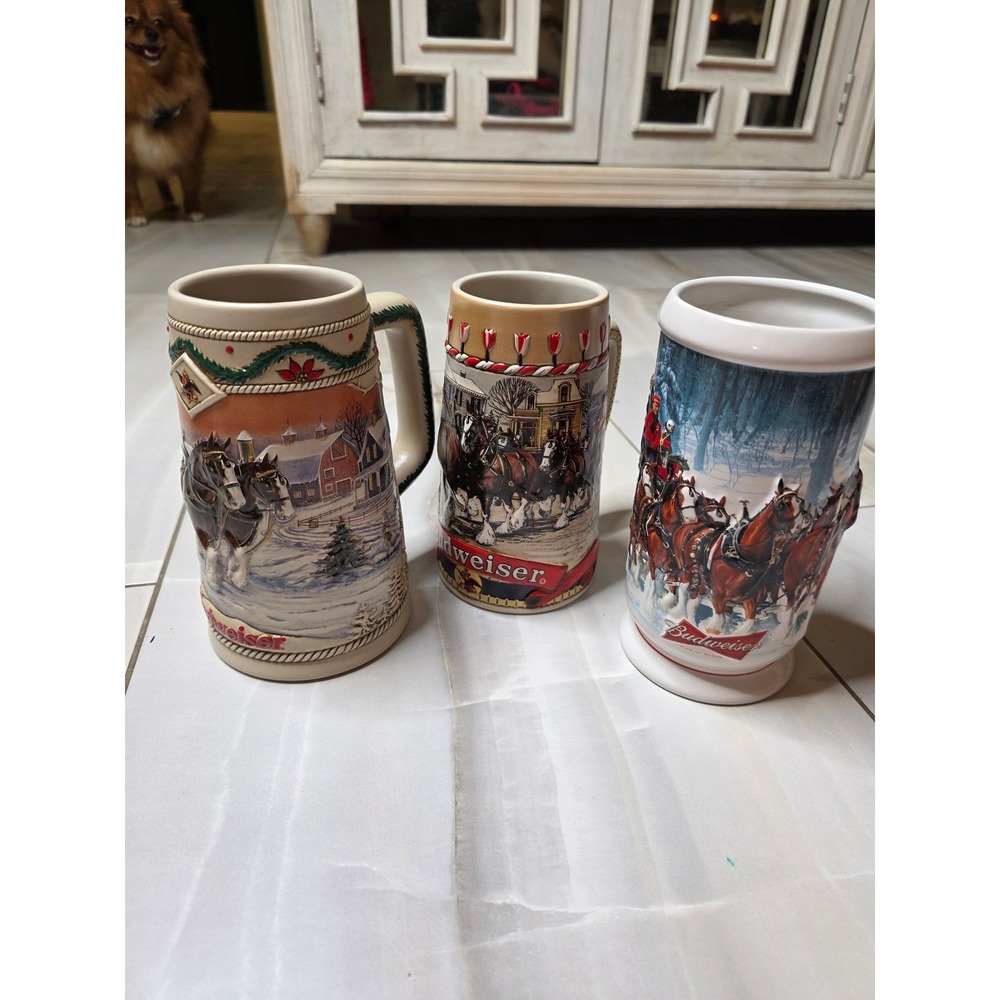 Budweiser Holida Stein Lot 3 1996 American Homestead 2007 Winter's Calm B Series - Picture 11 of 16